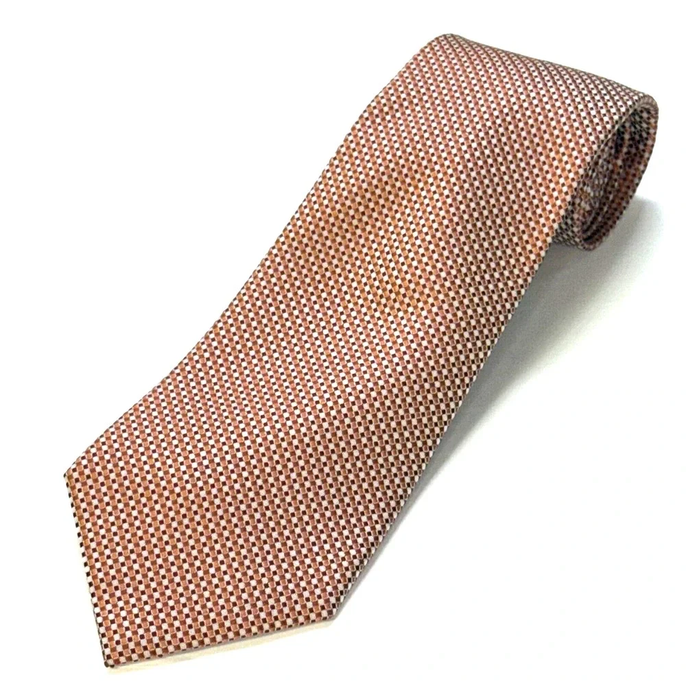 Geoffrey Beene 100% Silk Neck Tie Orange Red Gray